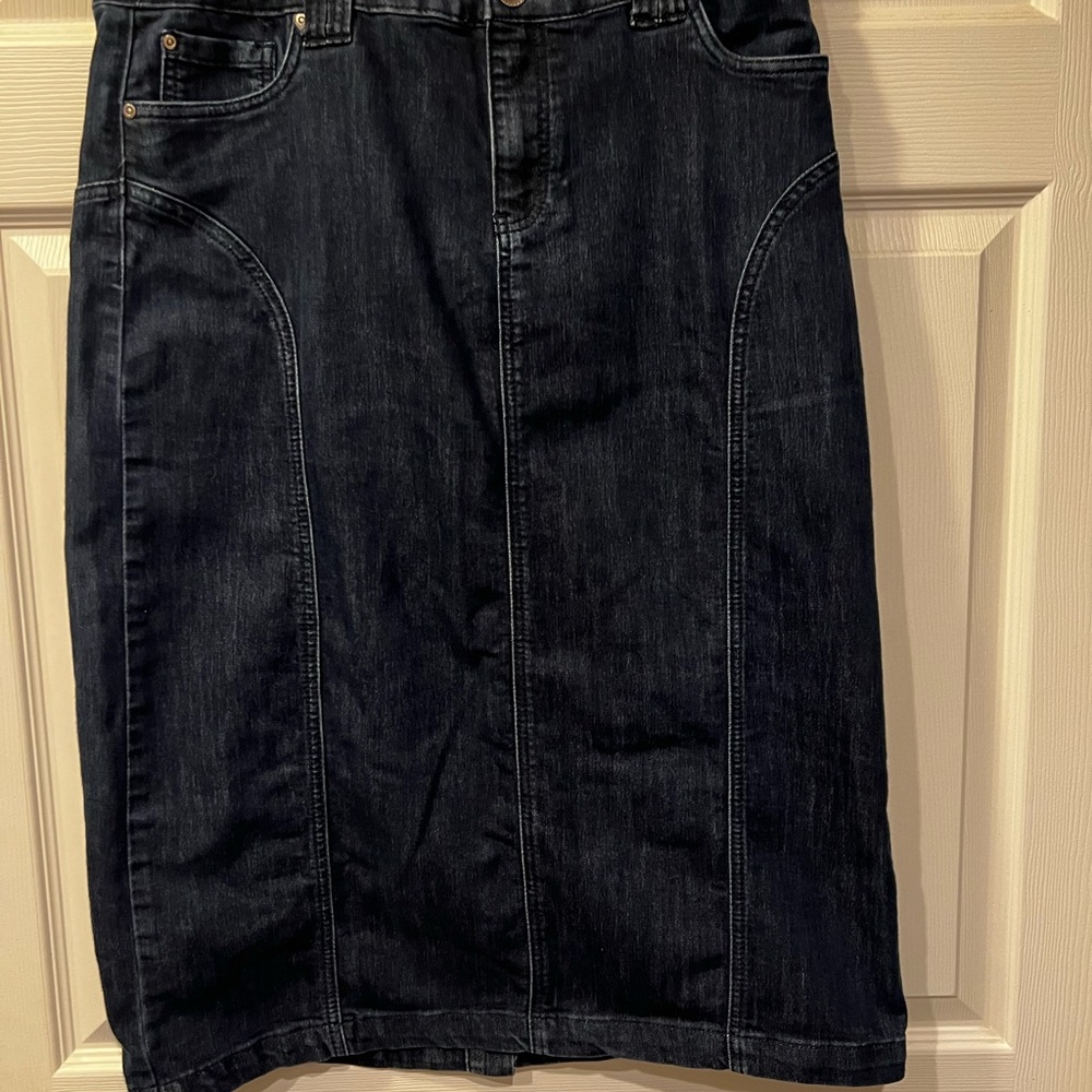 Christopher & Banks Dark Denim Pencil Skirt